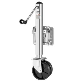 Trailer Jack with Wheel, 2000 lbs Load Capacity, Heavy Duty Swivel Boat Trailer Jack with PP Single Wheel & Ergonomic Handle, 12-inch Lift