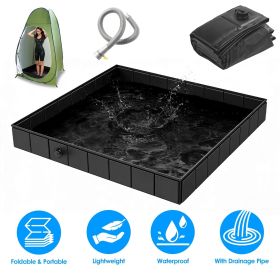 41x41x5.5in Portable Shower Pan Foldable Shower Basin Collapsible Camping Shower Tent Base with Detachable Drain Pipe for Indoor & Outdoor