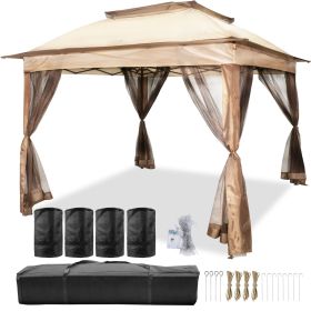 Outdoor Canopy Gazebo Tent, Portable Canopy Shelter with 11'x11' Large Shade Space for Party, Backyard, Patio Lawn and Garden, 4 Sandbags