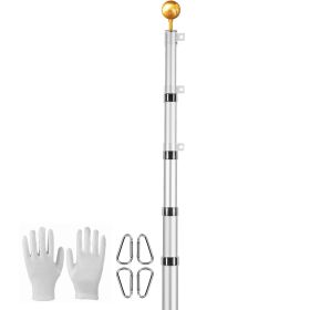 25FT Telescoping Flag pole Kit, Heavy Duty Aluminum Alloy in Ground Flag Poles for Outside, 3 Display Modes Flagpole with 3x5 American Flag