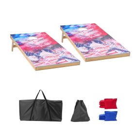 Cornhole Set, 4x2 ft Corn Hole Game Boards, Solid Wood Portable Toss Board, Indoor and Outdoor Cornhole Play for Adults (Package Content: 2 Boards+8 Bean Bags+1 Carrying Bag+1 Bean Bag Storage Bag)