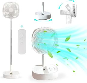 Portable Pedestal Fan - Foldaway Standing Fan Foldable Desk Fan, Use 7200Mah Rechargeable Battery (Color: oscillating - white)